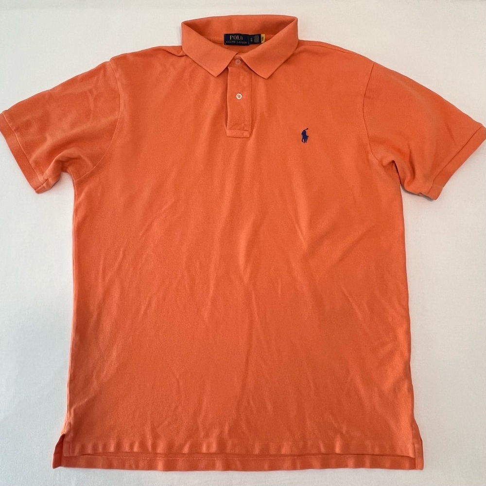 RALPH LAUREN Men’s Polo Orange Cotton Short Sleeve Classic Shirt Blue Pony Logo